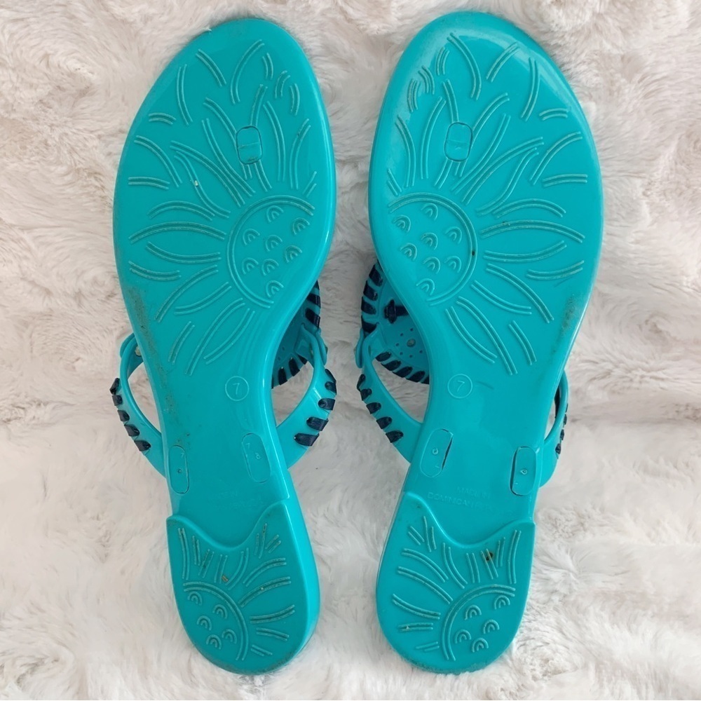 Jack Rogers Teal Blue Georgica Jelly Sandals Sz 7 Summer Coastal - Picture 4 of 5